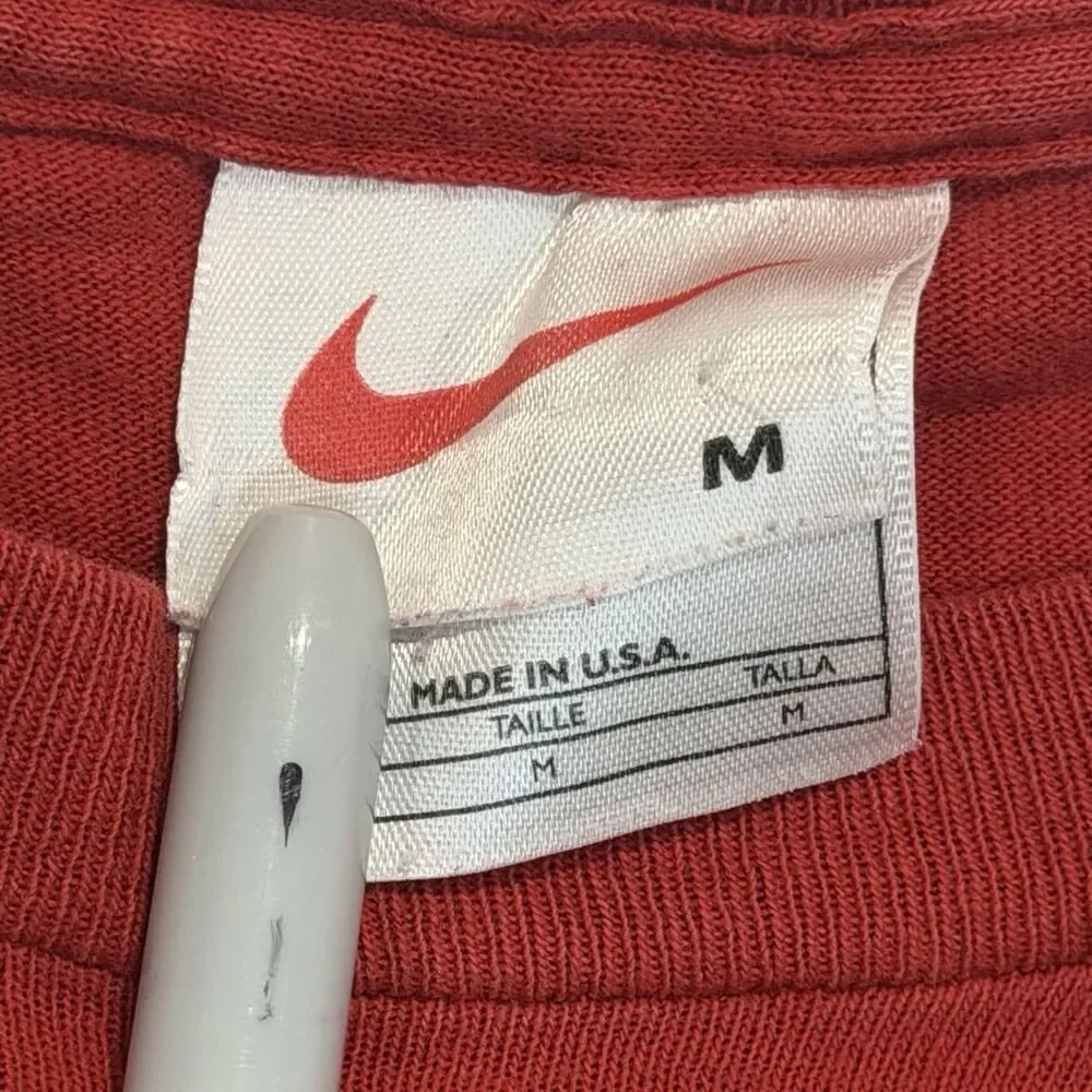 Vintage 90s Nike Basketball Red Shirt White Tag Art USA Tee Michael Jordan Sz M